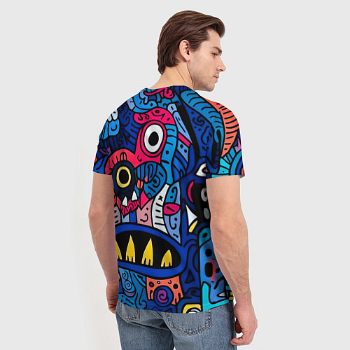 Мужская футболка Монстры в синем и розовом - нейросеть / 3D-принт – фото 4
