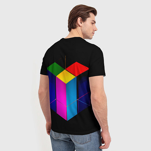 Мужская футболка Многосторонний цветной куб / 3D-принт – фото 4