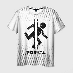 Мужская футболка Portal с потертостями на светлом фоне