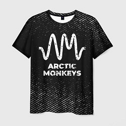 Мужская футболка Arctic Monkeys с потертостями на темном фоне