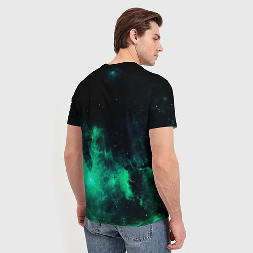 Мужская футболка Зелёная галактика Midjourney / 3D-принт – фото 4