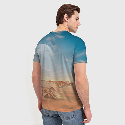 Мужская футболка Пустынная планета и спутник / 3D-принт – фото 4