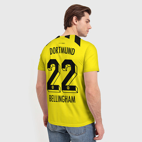 Мужская футболка Беллингем Боруссия Дортмунд форма 2223 домашняя / 3D-принт – фото 4