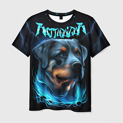 Мужская футболка Rottweiler and lightnings