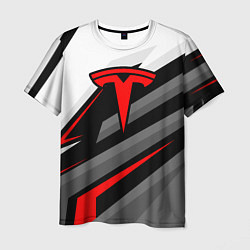 Мужская футболка Tesla - красная линия