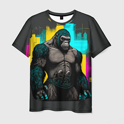 Мужская футболка Киберпанк-горилла