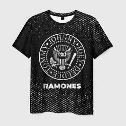 Мужская футболка Ramones с потертостями на темном фоне