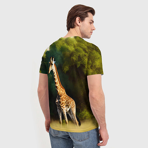 Мужская футболка Жираф на фоне деревьев / 3D-принт – фото 4