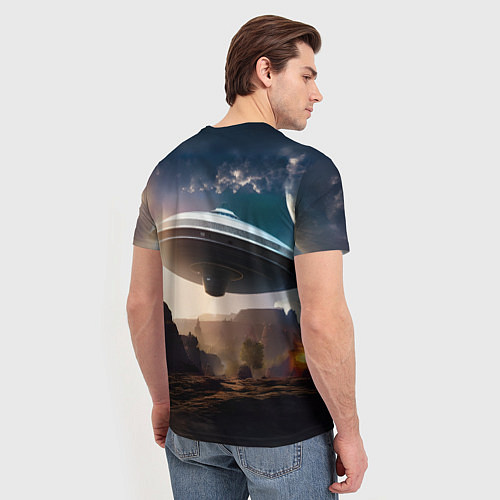 Мужская футболка НЛО над горами / 3D-принт – фото 4