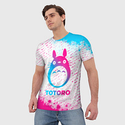 Футболка мужская Totoro neon gradient style, цвет: 3D-принт — фото 2