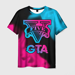 Мужская футболка GTA - neon gradient