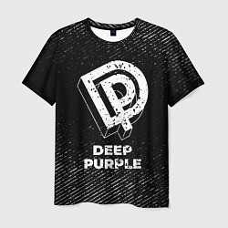 Мужская футболка Deep Purple с потертостями на темном фоне