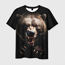 Мужская футболка Бурый агрессивный медведь