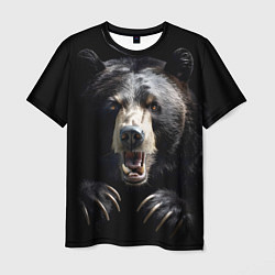 Мужская футболка Бурый атакующий медведь
