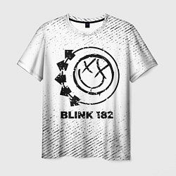 Мужская футболка Blink 182 с потертостями на светлом фоне