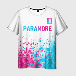 Мужская футболка Paramore neon gradient style: символ сверху