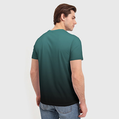 Мужская футболка Градиент зелено-черный / 3D-принт – фото 4