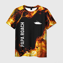 Мужская футболка Papa Roach и пылающий огонь