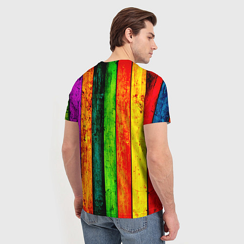 Мужская футболка Цветной забор / 3D-принт – фото 4