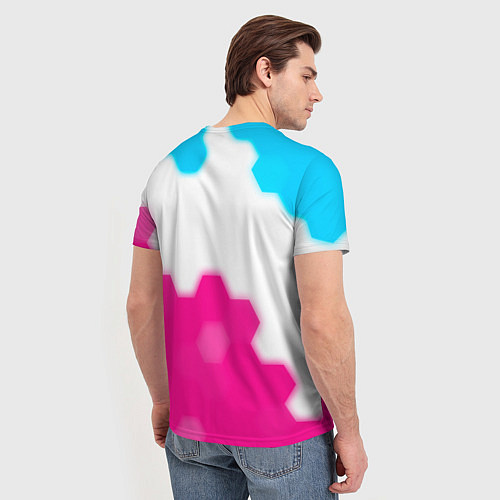 Мужская футболка FNAF neon gradient style: символ сверху / 3D-принт – фото 4