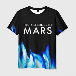 Мужская футболка Thirty Seconds to Mars blue fire