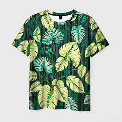Мужская футболка Листья узор тропический