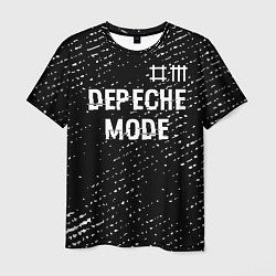 Мужская футболка Depeche Mode glitch на темном фоне: символ сверху