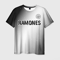 Мужская футболка Ramones glitch на светлом фоне: символ сверху