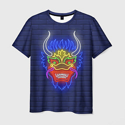 Мужская футболка Неоновый японский дракон