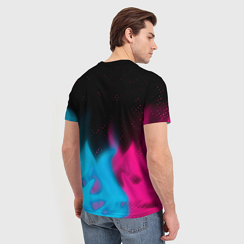 Мужская футболка FNAF - neon gradient: символ сверху / 3D-принт – фото 4