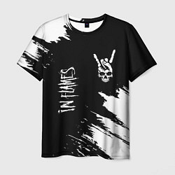 Мужская футболка In Flames и рок символ на темном фоне