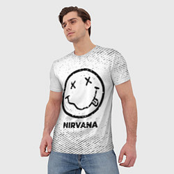Футболка мужская Nirvana с потертостями на светлом фоне, цвет: 3D-принт — фото 2