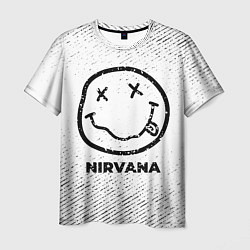 Мужская футболка Nirvana с потертостями на светлом фоне