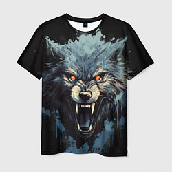 Мужская футболка Blue black wolf