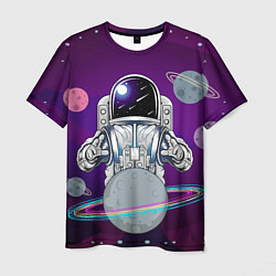 Мужская футболка Космонавт с планетами и звездами