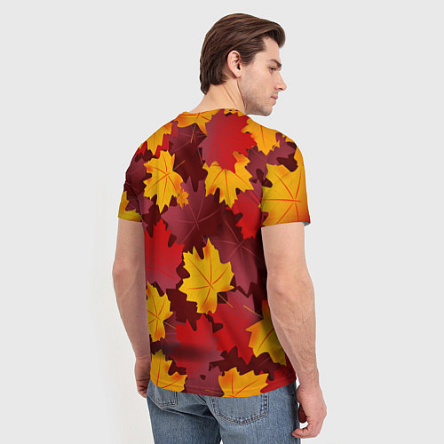 Мужская футболка Кленовые листья паттерном / 3D-принт – фото 4