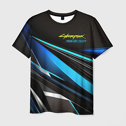 Мужская футболка Cyberpunk 2077 phantom liberty black blue abstract