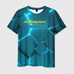 Мужская футболка Cyberpunk 2077 phantom liberty blue logo