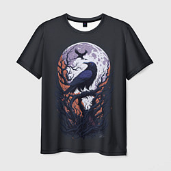 Мужская футболка Ворон и луна от нейросети