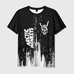 Мужская футболка Arctic Monkeys и рок символ на темном фоне