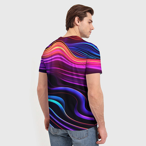 Мужская футболка Неоновые волны / 3D-принт – фото 4