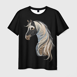 Мужская футболка Вышивка Лошадь