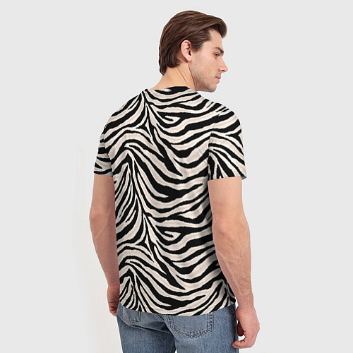 Мужская футболка Полосатая шкура зебры, белого тигра / 3D-принт – фото 4