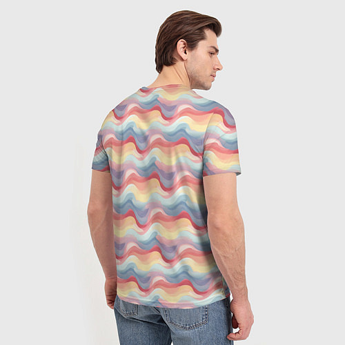 Мужская футболка Абстрактные волны пастельные тона / 3D-принт – фото 4