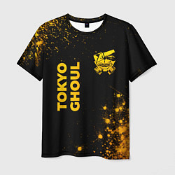 Мужская футболка Tokyo Ghoul - gold gradient: надпись, символ
