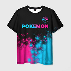 Мужская футболка Pokemon - neon gradient: символ сверху