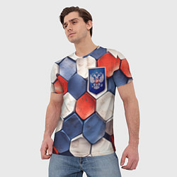 Футболка мужская Объемные плиты флаг России, цвет: 3D-принт — фото 2