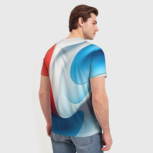 Мужская футболка Объемная белая синяя красная текстура / 3D-принт – фото 4