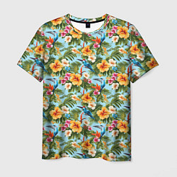 Мужская футболка Светлые гавайские цветочки