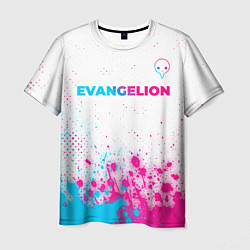 Футболка мужская Evangelion neon gradient style: символ сверху, цвет: 3D-принт